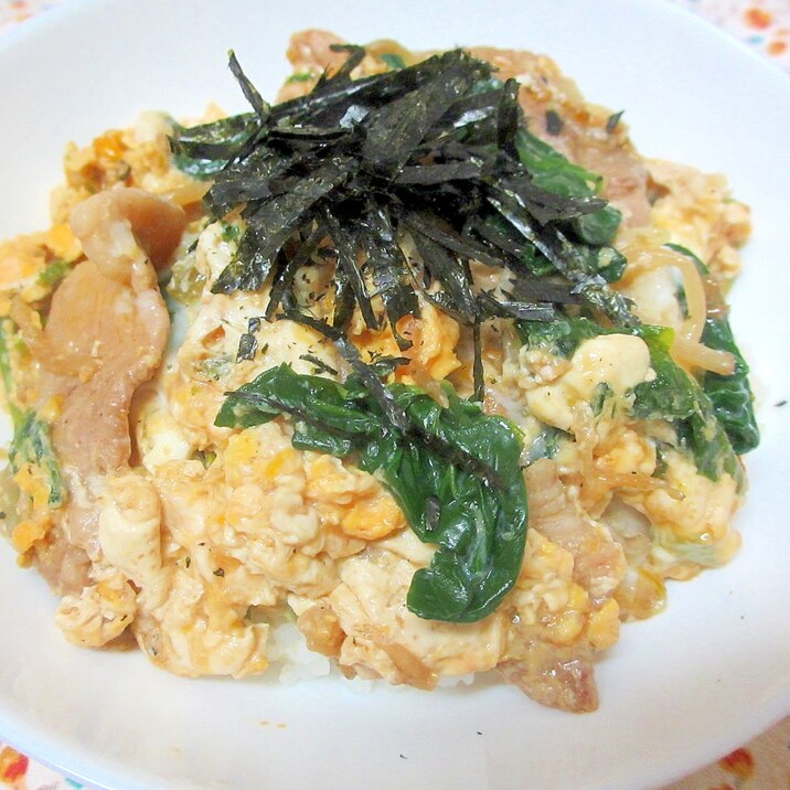 豚こま もやし ほうれん草の卵とじ丼 レシピ 作り方 By Mococo05 楽天レシピ 豚こま もやし ほうれん草の卵とじ丼 レシピ 作り方 By Mococo05 楽天レシピ
